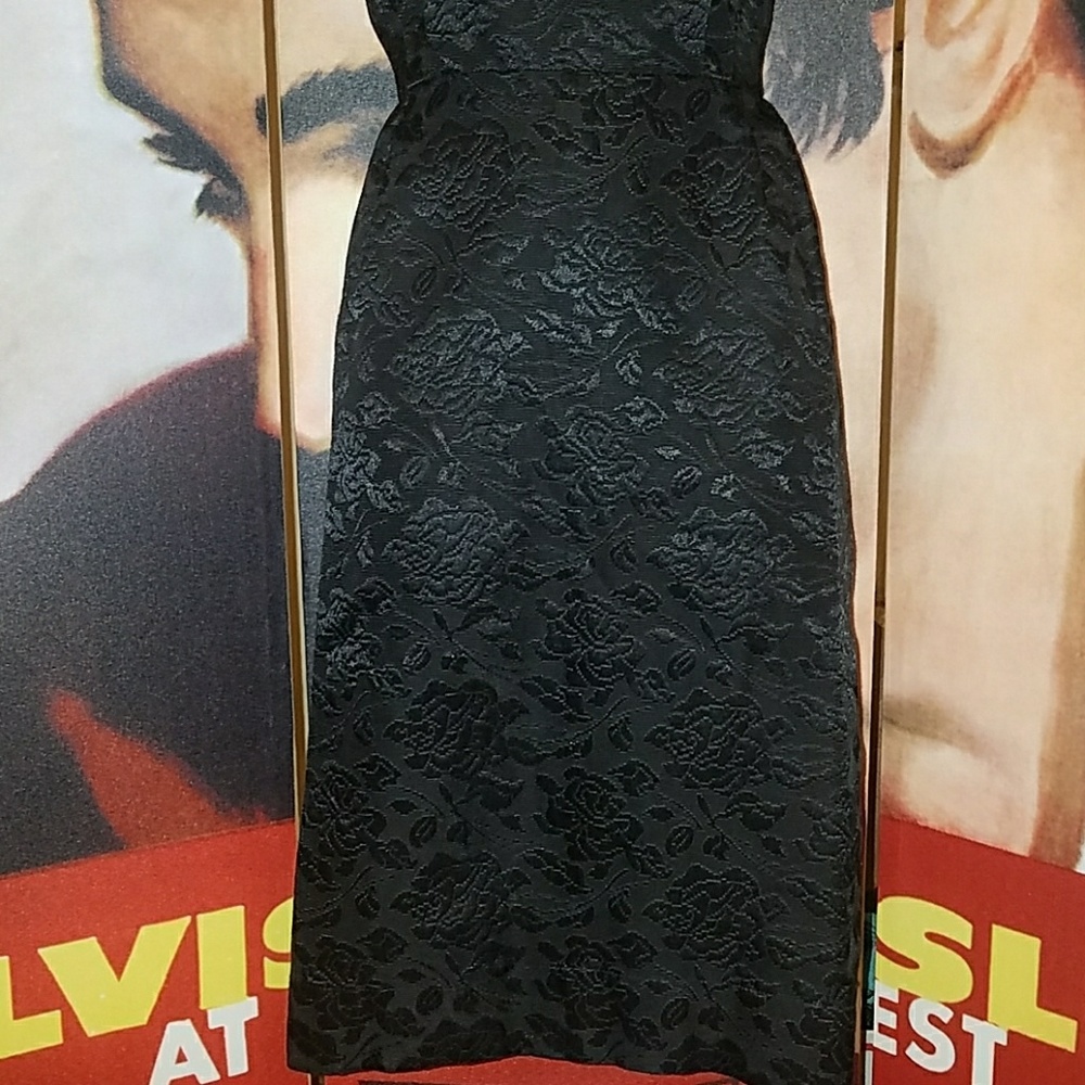 Sir Rob Authentic 1950's Black Brocade Roses Dress - Picture 5 of 8